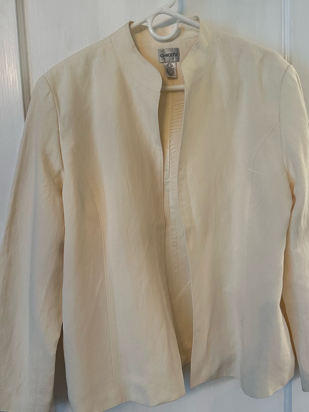 Chico’s cream dress jacket, silk and linen
